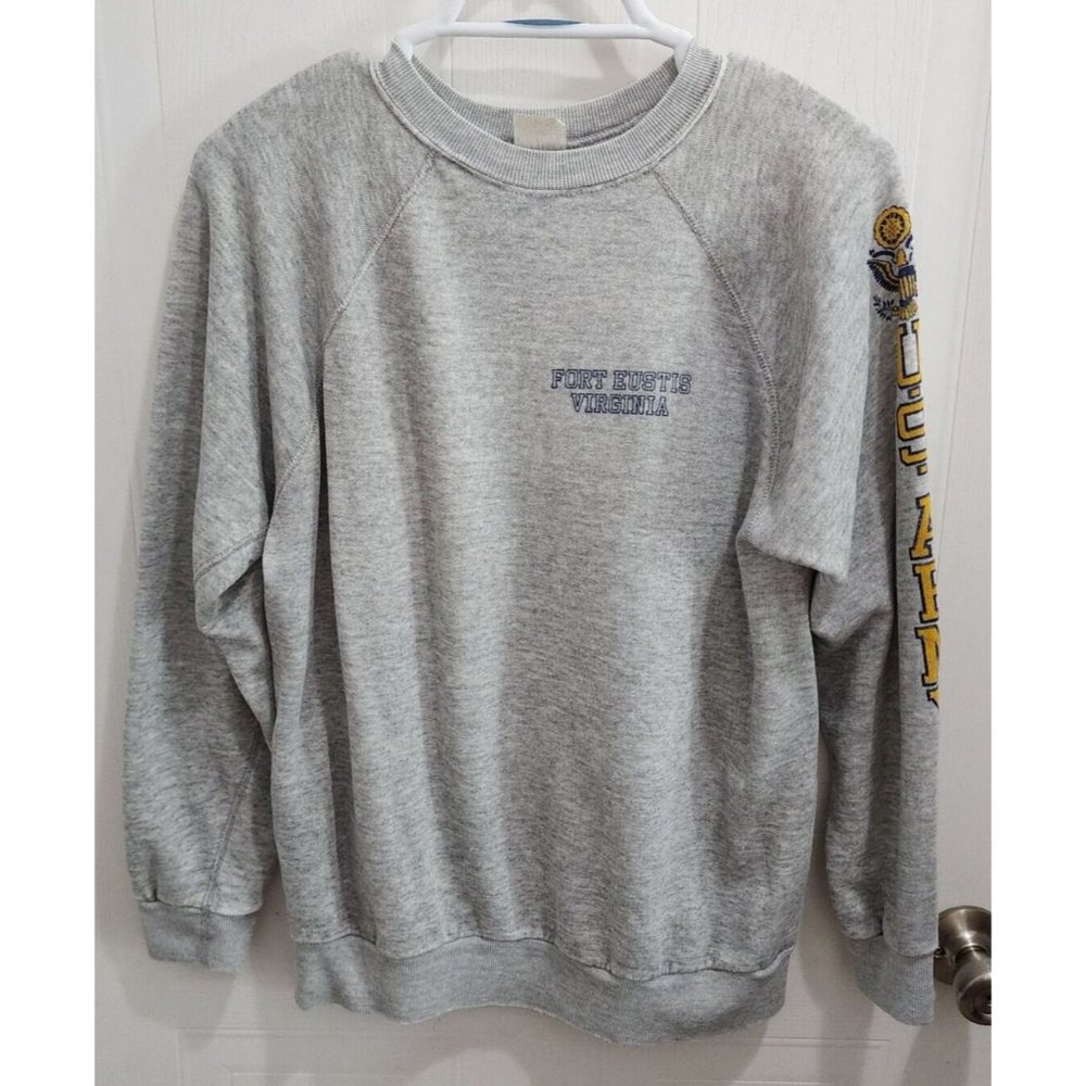 Vintage Fort Eustis Virginia US Army Lightweight Crewneck Sweatshirt Gray Size L